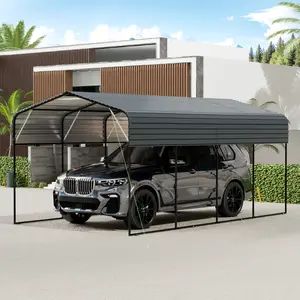 11x19FT Metal Carport， Outdoor Car Shelter Shade with Heavier Metal Frame, Galvanized Metal Roof for Car and Boats,Party