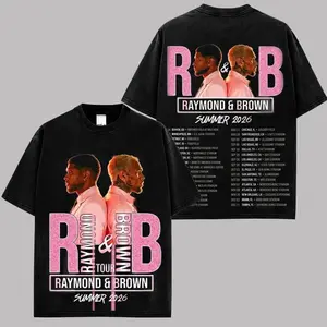 R&B Summer 2026 Premium Washed Cotton T-Shirt (Made In US), Raymond & Brown Graphic Tee, Pink Concert Streetwear Shirt, Urban Music Duo Tee, Hip Hop Fan Merch, Unisex Gift Shirt B8Y
