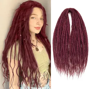 Double Ended Dreadlock Extensions 24 Inch 0.6 cm Width Thin Hippie Style Synthetic DE Dreads Loc Extensions Reggae Style Crochet Hair for Women (24 Inch DE (10 Strands), #BUG)