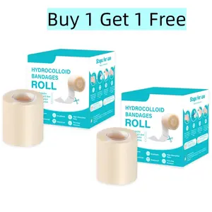 [Buy 1 Get 1 Free] Large Hydrocolloid Bandage Roll, Flexible Medical-Grade Hydrocolloid Roll with Self-Adhesive, Ultra Absorbent, Flexible & Waterproof, Cut-To-Size First Aid Kit Essential (2In*16Ft)