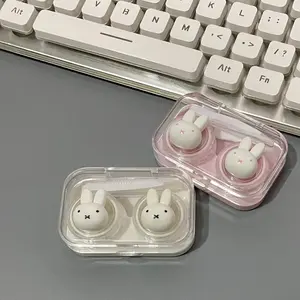 Kawaii Miffy Contact Lens Case Cute Eyes Kit Clear Travel Portable Holder Lovely Multi-Compartment Soaker Box Set Girl Gift