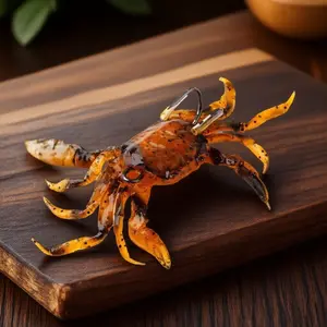 13cm 34g Realistic Crab Shape High Visibility Artificial Fishing Soft Bait Set, Dual Hook Wobbler Lure, Flexible Silicone Tail Forktail Fishbait, Saltwater Fishing Lures, Lifelike Crayfish Lures