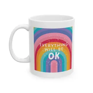 Colorful Rainbow Inspirational Ceramic Mug 11Oz Glossy Finish Microwave & Dishwasher Safe Perfect for Coffee Lovers Gifts Home Decor Motivational Decor Birthday & Holiday