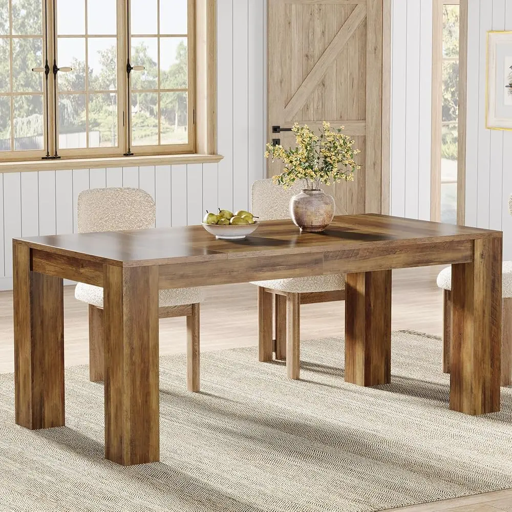 Tribesigns 63-Inch Wooden Dining Table for 4 to 6, Rectangular Farmhouse Dining Table for Home Kitchen Usage Tribesigns 63-Inch Wooden Dining Table for 4 to 6, Rectangular Farmhouse Dining Table for Home Kitchen Usage