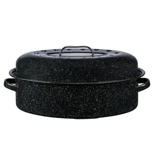 Granite Ware 18" Covered Oval Roaster, 15 Pound Capacity, Roasting Pan