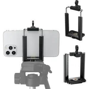 Tripod Phone Mount 1/4" Screw Adapter, Compatible with   and Cell Phones, Adjustable Smartphone Holder Attachment Clip for Tripod Camera Stand, Sturdy  Clamp (Black)