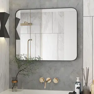 GARVEE Black Metal Framed Bathroom Mirrors - Versatile Wall-Mounted Designs for Home Decor, Available in Various Sizes (20x28" to 72x36"), Rounded Rectangle Shape, Hangs Horizontally or Vertically, Durable and Stylish.