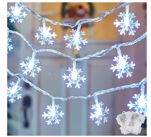 Christmas Snowflakes Light, Snowflakes Holiday Lights with Battery Operated, Waterproof Shatterproof Snowflake Decorative Xmas Fairy Lights for Outdoor Xmas Decor (Pure White, 2 Pack)