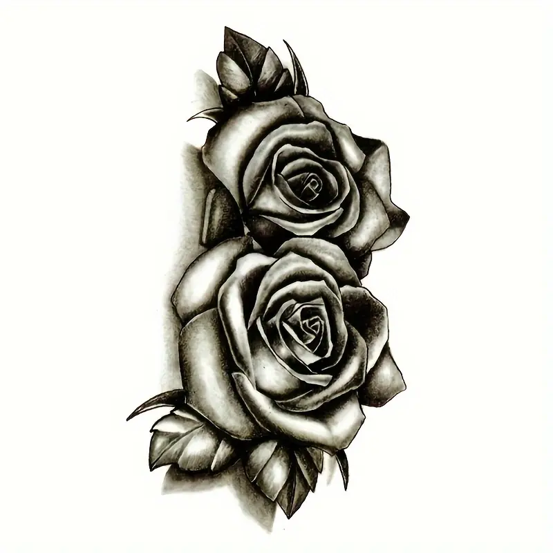 Adult Waterproof Floral Rose Rectangle Temporary Sticker Tattoos, Temporary Tattoo Stickers for Men and Women, Adults