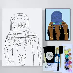Queen-Paint and Sip Sketched Canvas