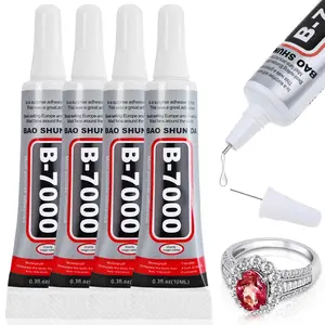 5pcs B-7000 Glue Clear for Rhinestone Crafts, Jewelry and Bead Adhesive B7000 Semi Fluid High Viscosity Glues for Clothes Shoes Fabric Cell Phones Screen Repair Metal Stone Nail Art Glass