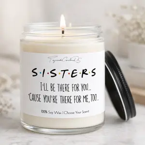 SISTERS - Holiday gifts, Gifts for sister, Winter scented candles, Pine candle, funny gifts for sister, Christmas present for sister, Sister gifts candle, sister birthday gifts, sister, candles for sis, candle funny sister candle long lasting gift