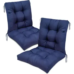 Outdoor Wicker Chair Cushions Set of 2   High  Seat Pad for Patio Furniture Garden Thicken Outdoor Patio Chair Cushion Navy Blue,41.7"*20.8"*3.9"