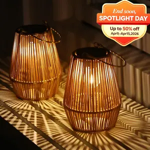 Spotlight Day Solar Garden Lights, Handwoven Rattan Solar Lantern, Special Design Outdoor Solar Garden Lights, Waterproof Solar Lights Suitable for Patio, Yard, Porch, Pathway, Decorative Lighting