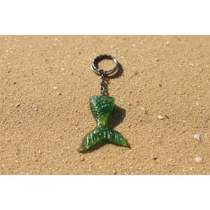 Sparkly Green Mermaid Tail Resin Keychain
