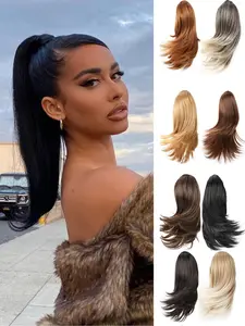 Hair Short Claw Clip In Ponytail Extension, Lightweight Individual Extensions, Drawstring Curly Wavy Hairpiece in Synthetic Hair Daily Special Occasions