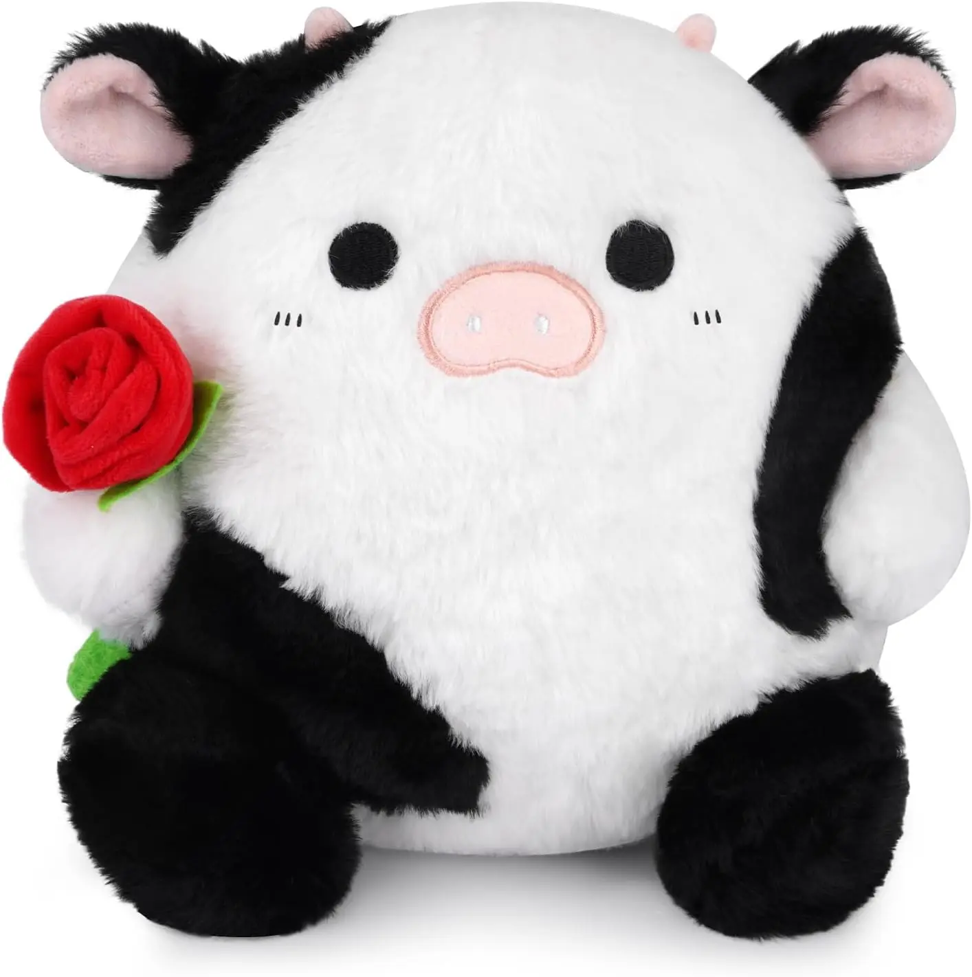 Valentines Plush Cow,8inch Cow Stuffed Animal,Cute & Soft Stuffed Toys with Holding Rose,Valentine Day Party Favors,Kawaii Valentines Day Gifts for Him Her Kids Girlfriend Lover