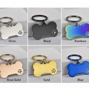 Steel Dog Tag - Available in Silver Black Rainbow Rose Gold Gold and Blue Colors for Pet Identification