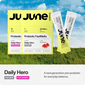 June Science Daily Hero for Women & Men - Probiotic FastMelts - 30 Billion CFU - Daily Skincare Supplement - Net Weight 30g x 2 Packets
