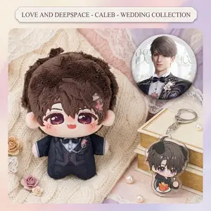 3count, 2026 New Love and Deepspace Caleb 10cm/3.93in kawaii Wedding Coll anime plushie set, Contains plush toy, badge, keychain, Soft touch, Backpack pendants, Bedroom decorations, animation peripherals, Birthday gift, Animation fan, Collectibles