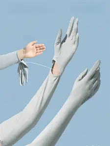 1 Pairs Women UV Long Sun Protection Gloves Touchscreen Arm Sun Driving Gloves UPF 50+ for Outdoor Sports Cycling