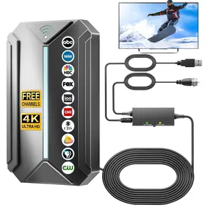 2026 Upgraded TV Antenna: TV Antenna Indoor for Local Channels with Amplifier, Long-Range Reception Supports Digital 4K 1080P HD Smart TV/Older TVs, Coaxial Cable