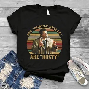 Castiel Supernatural My People Skills Are Rusty Retro Shirt, Fashion Cotton, Full Colors, Full Sizes, For Men, For Women