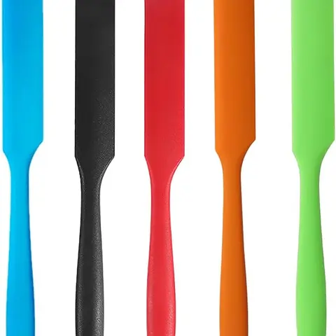 5pcs Silicone Jar Spatulas Set Heat Resistant Long Handle for Kitchen Baking Cake Icing Resin Craft Mini Scraper Tool Waxing Sticks Large Slant for Hard Wax