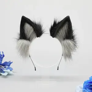 Realistic Animal Ear Headband Cute Plush Fashion Accessory Wolf Lone Wolf Hairband Headwear Hair Accessories(Sheet)