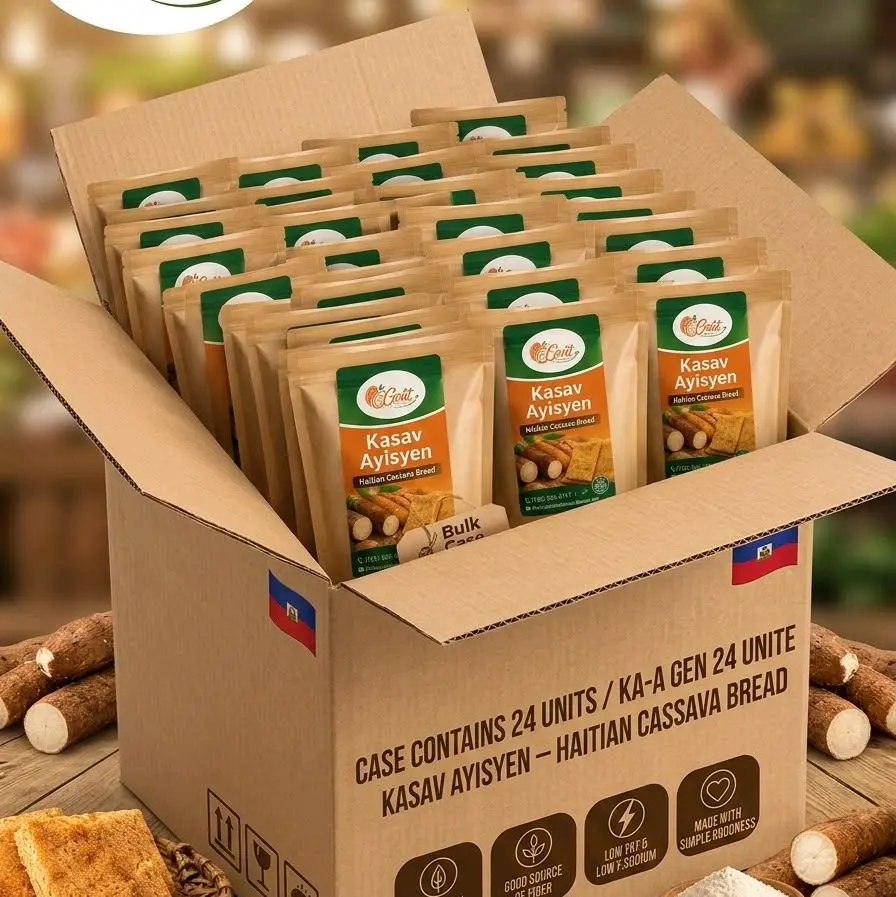 Cassavre Sucre Sweet Cassava Bread for Snacks & Breakfast, Cassava Flatbread, Coconut Flavor, Crunchy Texture, pack of 24