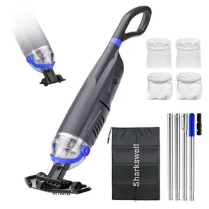 Upgraded Cordless Pool Vacuum with Telescopic Pole, 60 Min Powerful Suction & Transparent Head, Rechargeable Handheld Cleaner for Above Ground Pools, Inground Pools, Hot Tubs and Spa