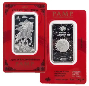 2026 Year of the Horse The Lunar Legend Series Legend of the 1,000 Mile Horse PAMP Suisse 1 oz Silver Bar in Assay