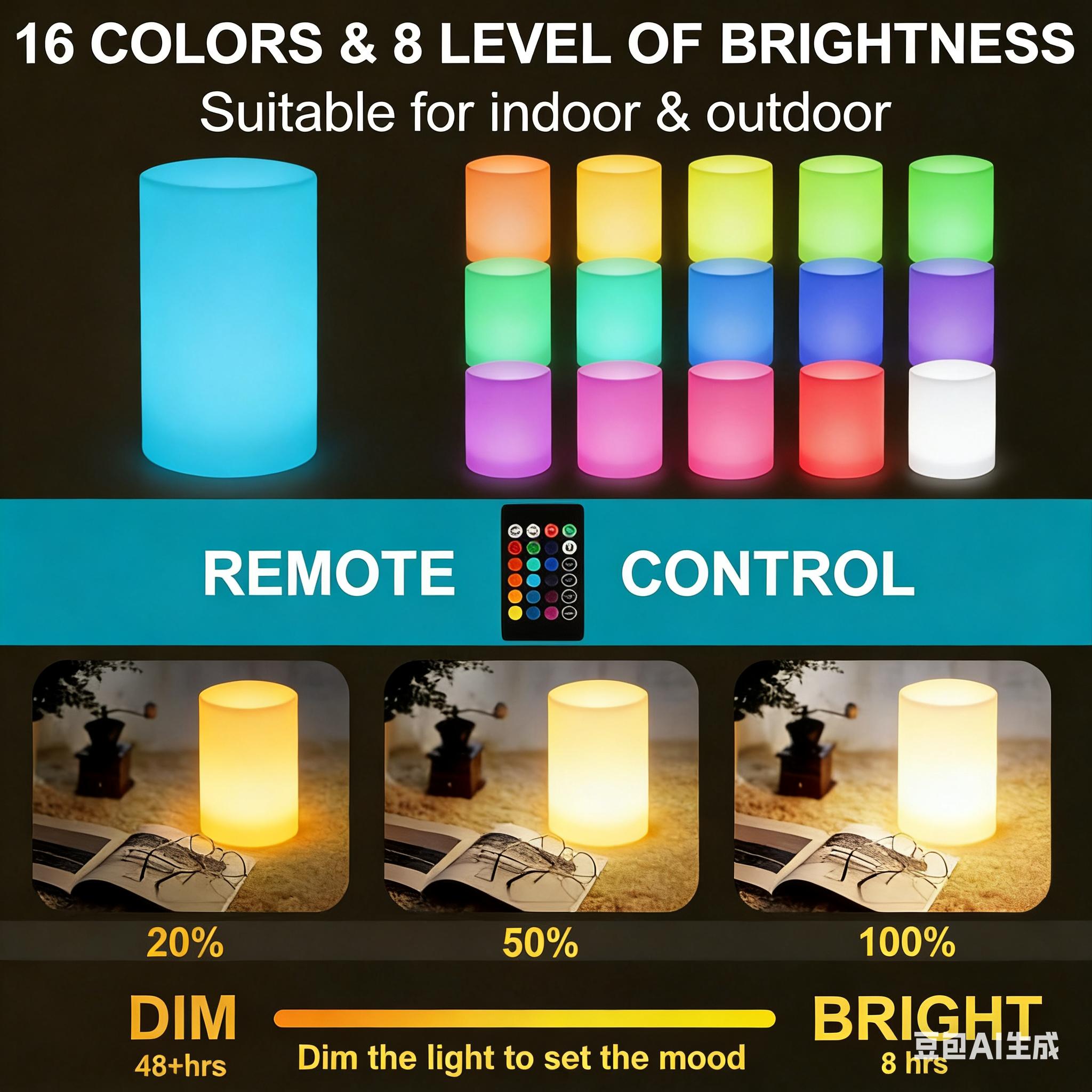 LED Cube Light, Remote Control, Dimmable, Color-changing, Rechargeable