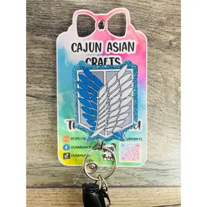 Anime Titan Wings Inspired Badge Reel/ID Clip Retractable-(Alligator, Belt, MRI Safe, Carabiner Clips) & Non-Retractable Clips