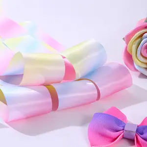 Vibrant Gradient Ribbon Roll - 3m, Multiple Widths (25mm/38mm), Rainbow Color, DIY Bow, Gift Wrapping, Christmas & Wedding Decor