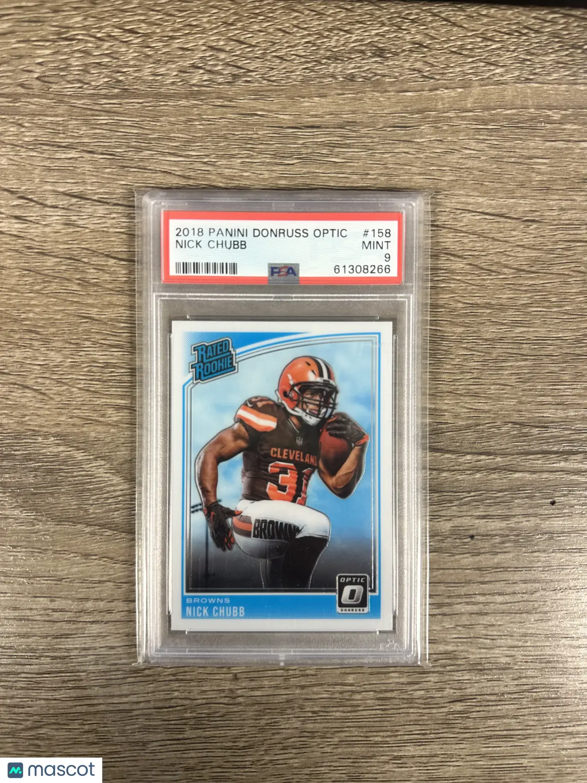 2018 Panini Donruss Optic #158 Nick Chubb Rated Rookie Cleveland Browns PSA 9