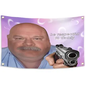 Bertram Respectful to Daddy 3x5 Feet Flag Funny Meme Tapestry for Wall Hanging Bedroom College Dorm Outdoor Decoration Banner with 4 Brass Grommets