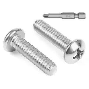 25 PCS 1/4-20 x 1 Phillips Pan Head Machine Screws, Round Head Machine Screw Bolts, 18-8 Stainless Steel (304), Full Thread, Bright Finish