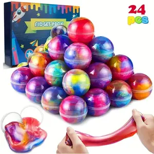 Easter Slime Party Favors, 24 Pack Galaxy Slime Balls, Stretchy & Non-Sticky, Stress Relief Toy, Safe for Kids, Classroom Rewards, Fun Sensory Play