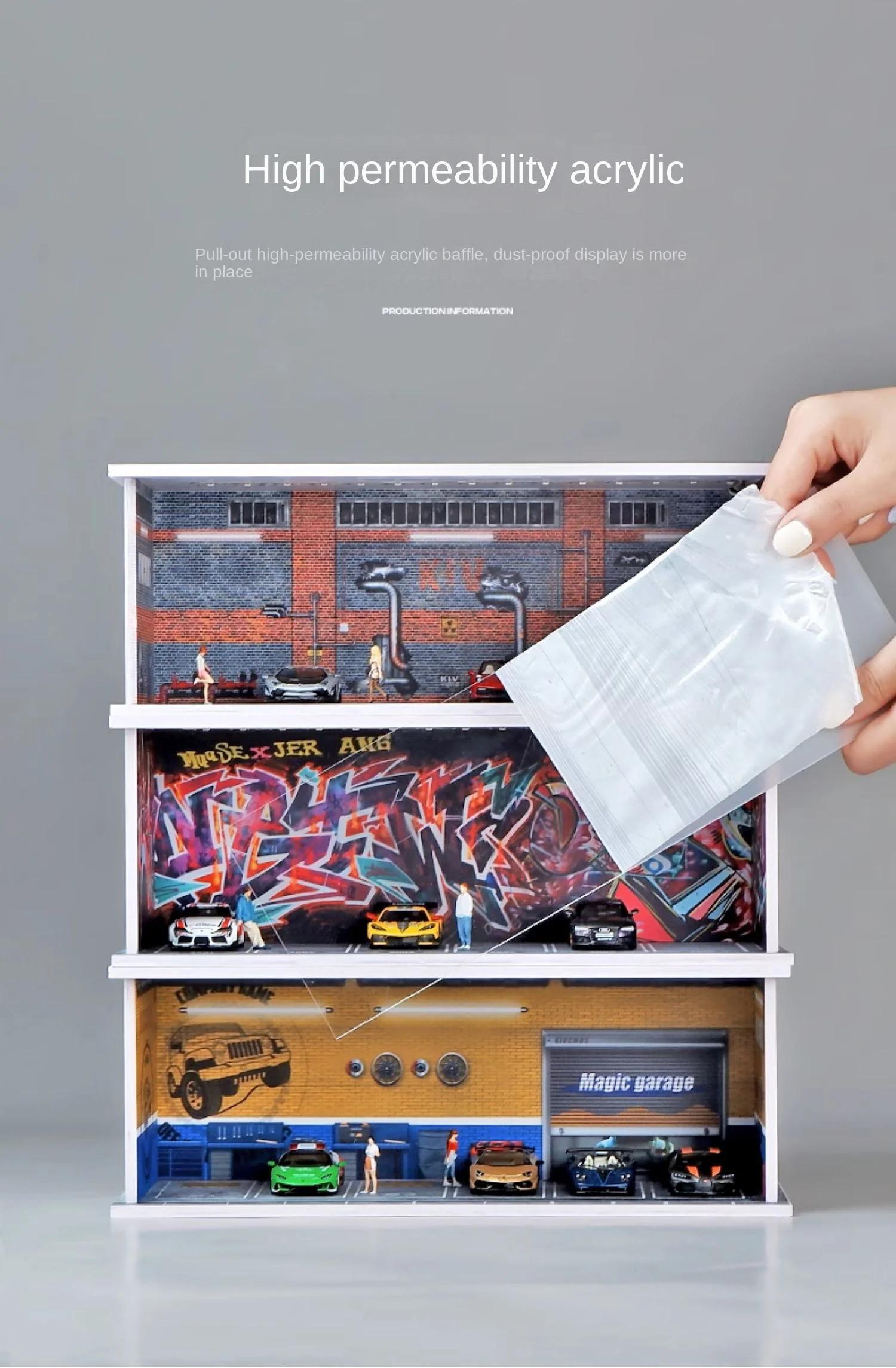 Collector 1/64 Garage Parking Lot Alloy Car Model Car Scene Storage Display Box Car Model Replica Collection Toys for Boys