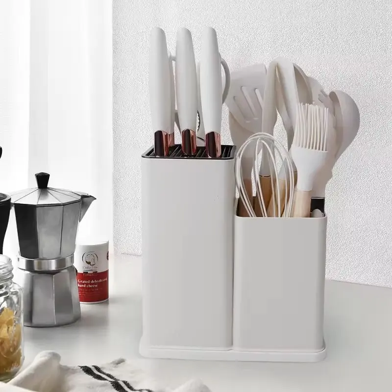 Eco-Friendly Silicone Cookware Set - Multifunctional Kitchen Utensils with Storage Caddy