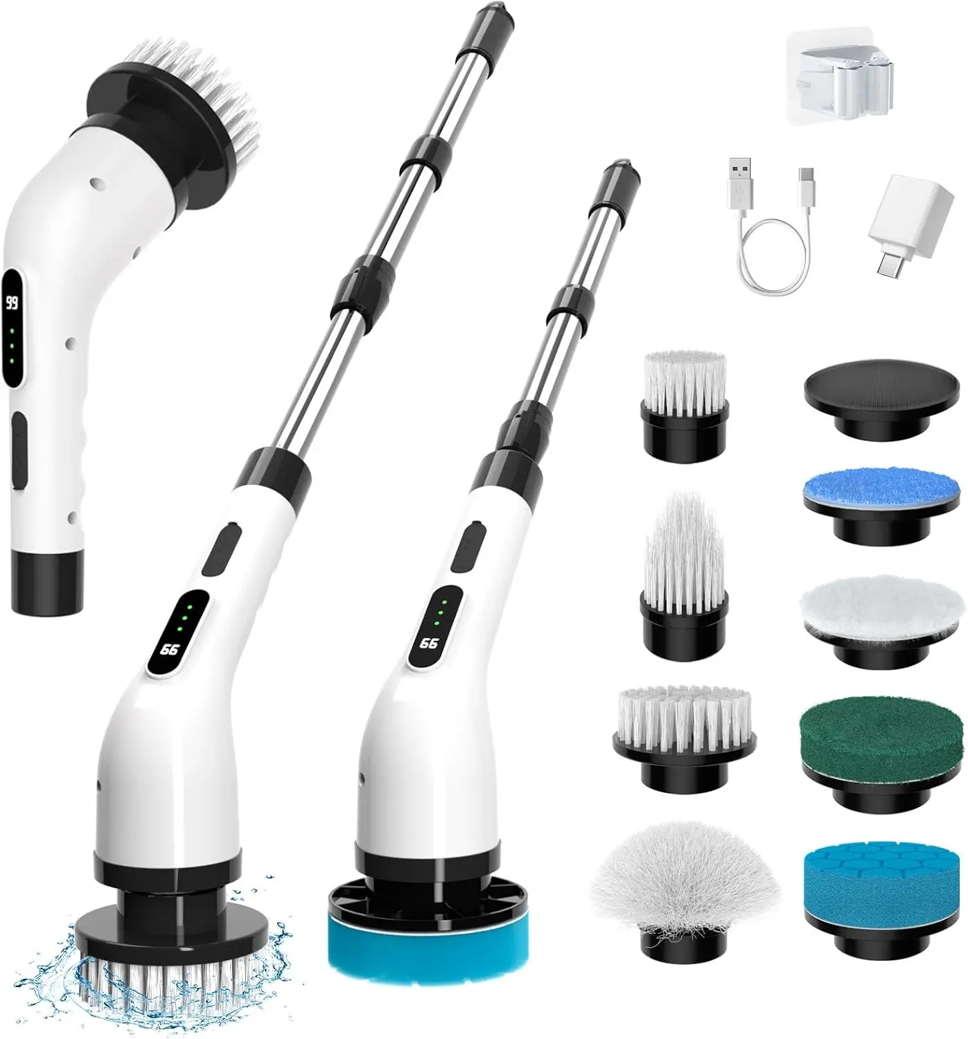 Trident's 9 in 1 Electric Spin Scrubber with Interchangeable Brushes IPX7 Waterproof for Deep Cleaning Versatile Home Cleaning Tool