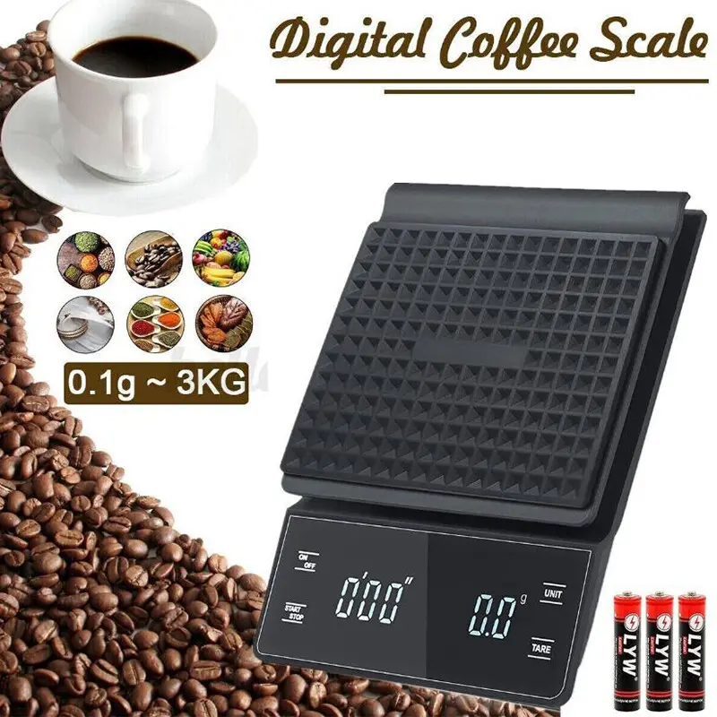 Kitchen Coffee Scale 3kg/0.1g Accurate Espresso Scale with LCD Display Touch Screen Electronic Scales
