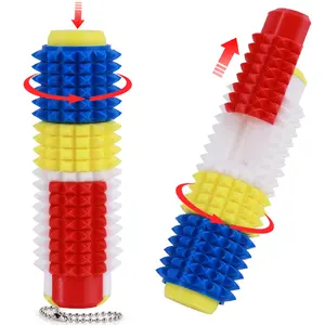 Spiky Sensory Fidget Toy for Adults, Pain Stimming Fidget, Pain Stimulator with Clicker, Spinner, Slider, Roller, Spiky Grip, 5-In-1 Stress Relief, Portable Keychain