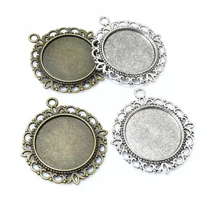 5pcs Double Side Fits 25mm Cabochon Pendant Blank Base Setting DIY Po Bezel Tray Cameo Jewelry Making Accessories Findings