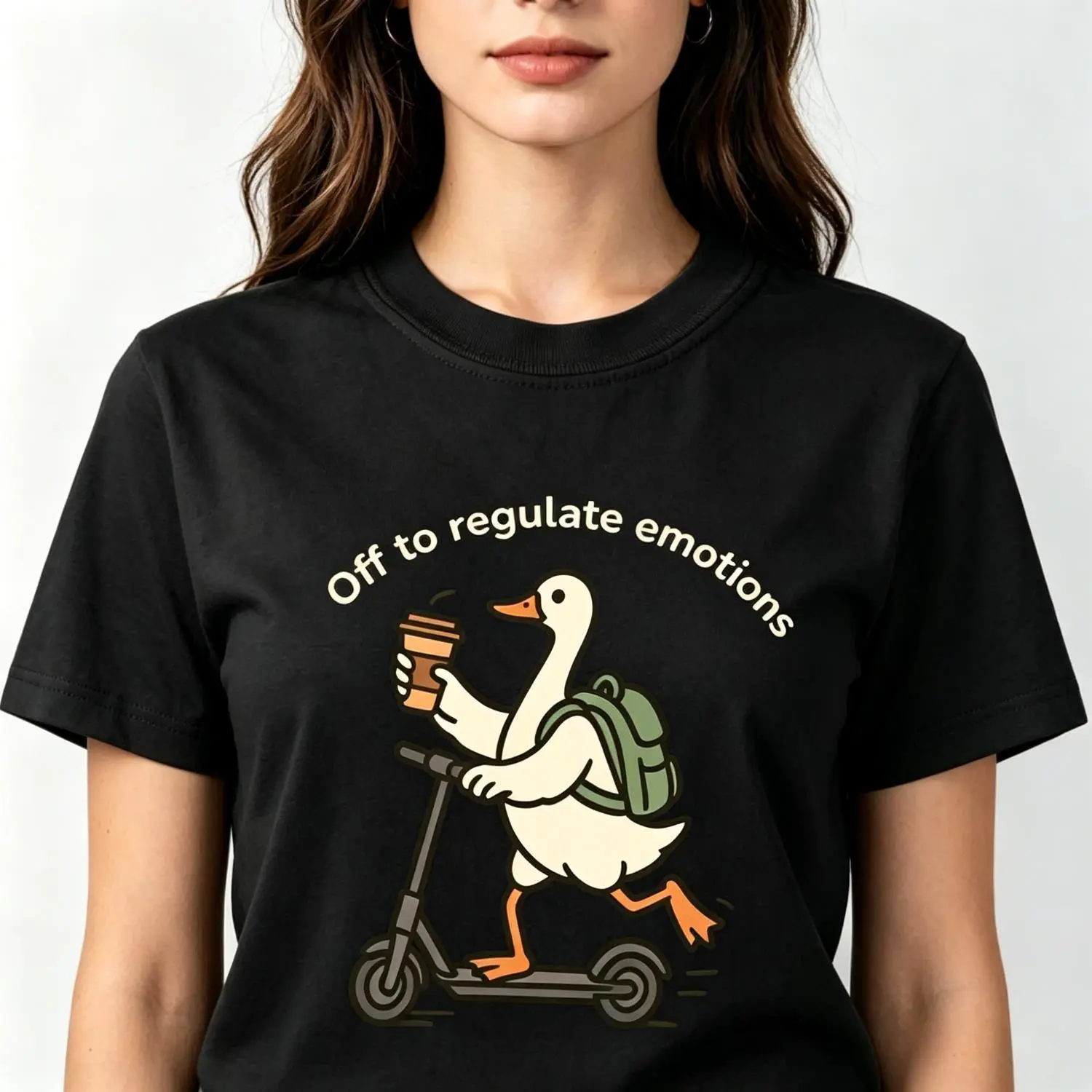 Regulate Emotions Cotton T Shirt Mental Health Teacher T Shirt SEL Counselor Gift Funny Duck Tee