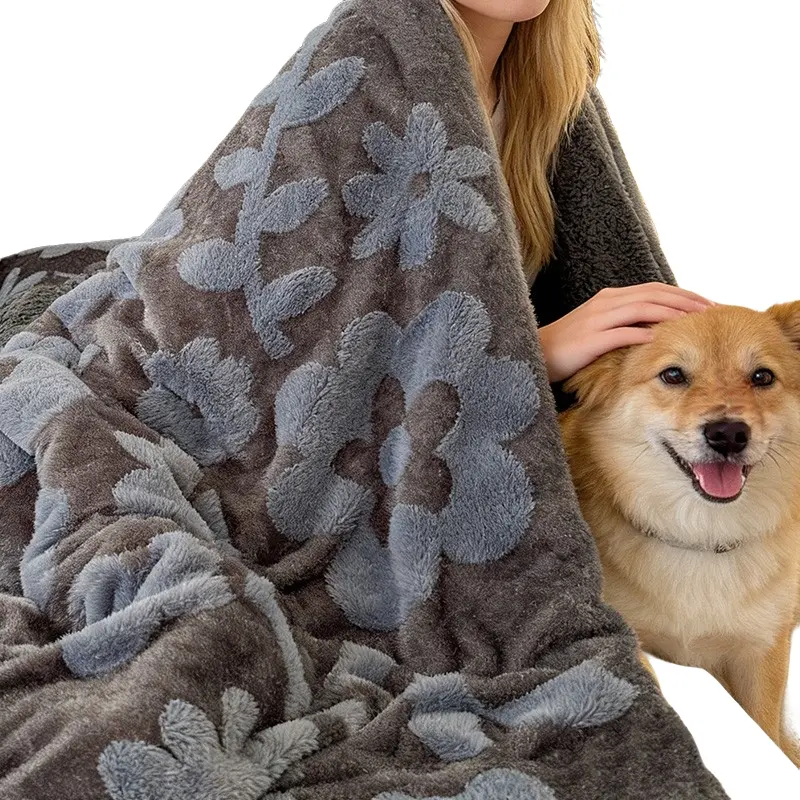 Decorative 3D Flower Plush Blanket, Soft Fluffy Home Bedding Sofa Throw, Multiple Colors Available, Winter Warm Blanket for Men Women Kids Pets
