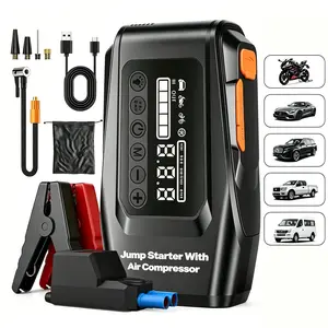 New 12V Air Compressor Starter, 150psi Tire Inflator, Portable Jump Start Box, USB Charging, LCD Display, Flashlight, Tire Pressure Check, 6000mah, ANEEON