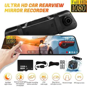 10 Inch Mirror Dash Camera, 1080P Full HD Front & Rear Backup Camera, Touch Screen, Night Vision, Parking Assistance,for Valentine’s Day Gift