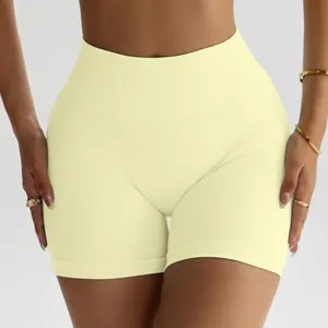 Women's Biker Shorts 3-Pack – High Rise Seamless Compression Yoga Shorts for Gym – Squat Proof & No Ride Up – Yellow/Purple/Black